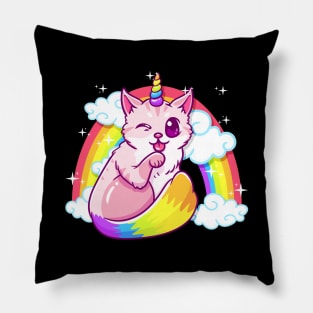 Rainbow Meowgical Caticorn Majestic Cat Unicorn Pillow