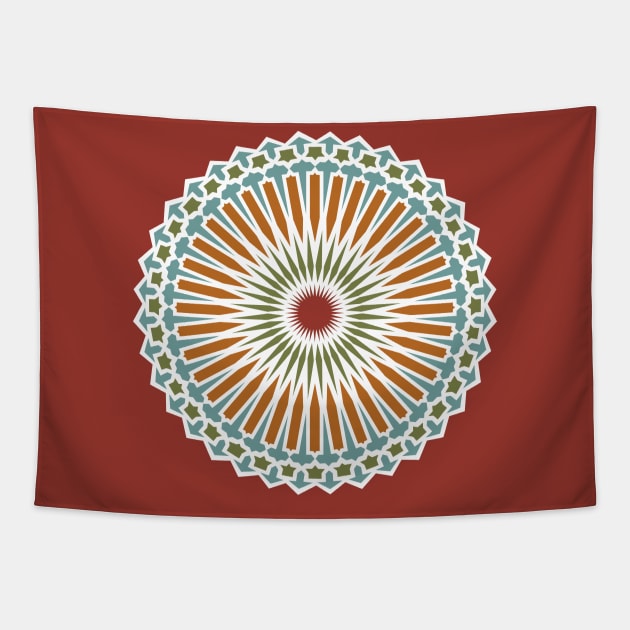 Orange Flower Arabic Tiles Tapestry by Tiro1Linea