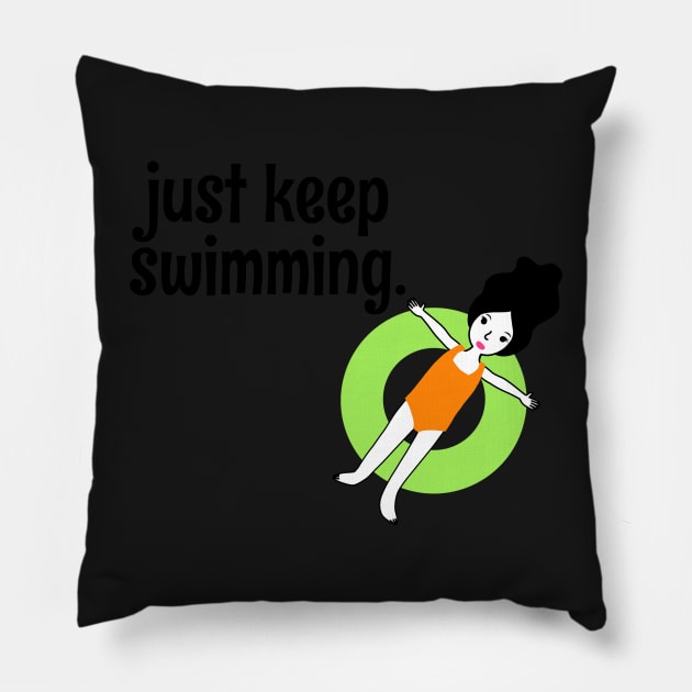 Just Keep Swimming Cute Summer Girl Inflatable Tube Pillow by faiiryliite