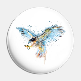 Watercolor Painting - Falcon Attack Pin