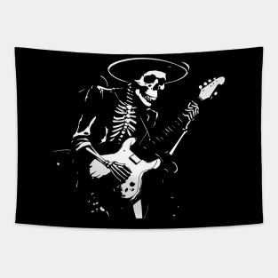 skeleton with hat playing the guitar Tapestry