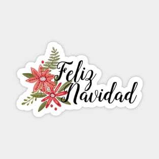 Feliz Navidad with Poinsettias Magnet