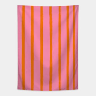 Pink and Orange Brushstroke Stripes Tapestry