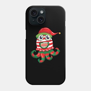 Christmas theme with monster in christmas hat Phone Case