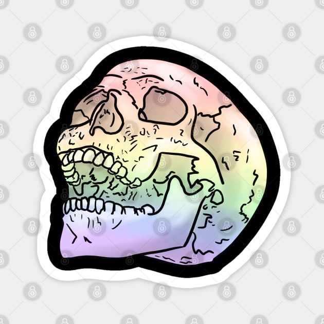 Pastel Rainbow Skull Magnet by GingerCatGirlPrime 