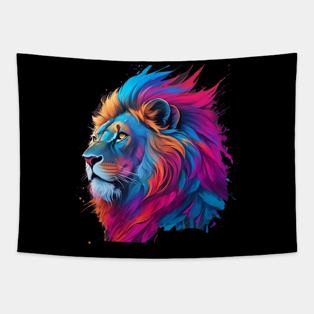 Colorful Lion Art Tapestry by VisionDesigner