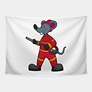 Mouse as Firefighter with Hose Tapestry