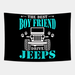 The Best Boy Friend Drive Jeeps Cute Dog Paws Father's Day Gift Jeep Men Jeep Grandpa Jeep Dad Jeep Papa Jeep Father Jeeps Lover Tapestry