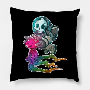 skull astronaut nr2 outline Pillow