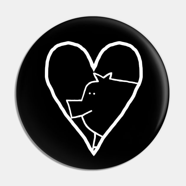 Minimal White Line My Pig Valentine Pin by ellenhenryart