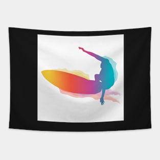 Surfer riding a big wave Tapestry