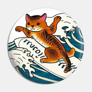 Max the Happy Surfing Cat Pin