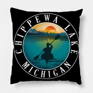 Chippewa Lake Kayaking Michigan Sunset Pillow