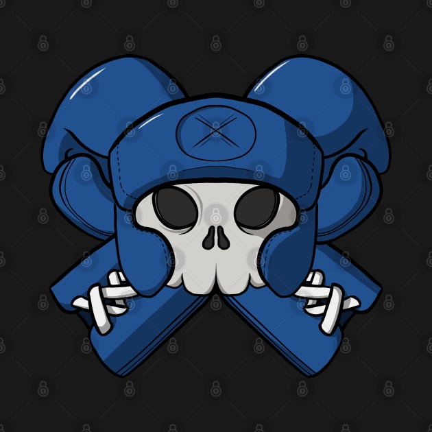 Boxing crew Jolly Roger pirate flag Blue corner (no caption) by RampArt