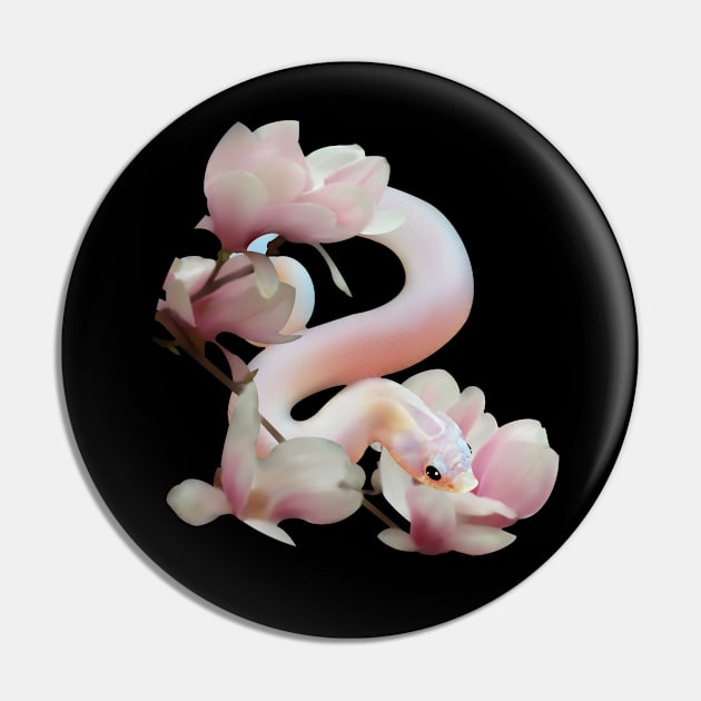 Hognose Snake and Magnolia Blossoms Pin by C. M. Manfredi’s Emporium of Wonders 