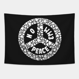 NO WW3 WHITE HEART PEACE SYMBOL PRAYING FOR PEACE Tapestry