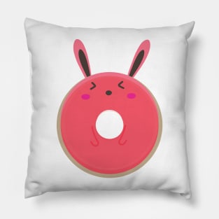 Pink Donut Blushing Bunny Rabbit Pillow