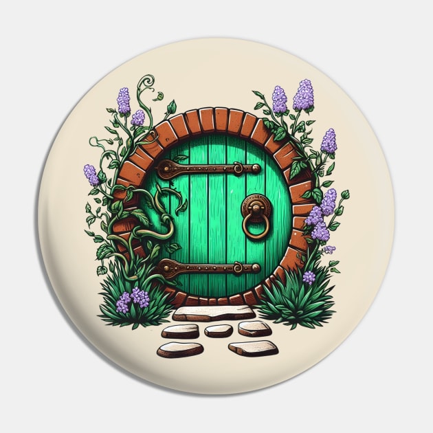 Halfling Circular Door with Lavanders - Fantasy Pin by Fenay-Designs