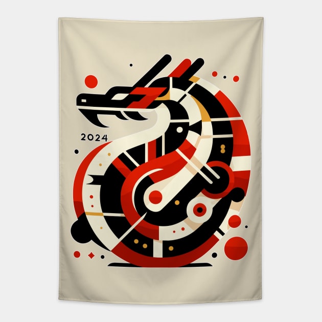 Circular Dragon Emblem 2024 - Lunar New Year Tapestry by 2HivelysArt