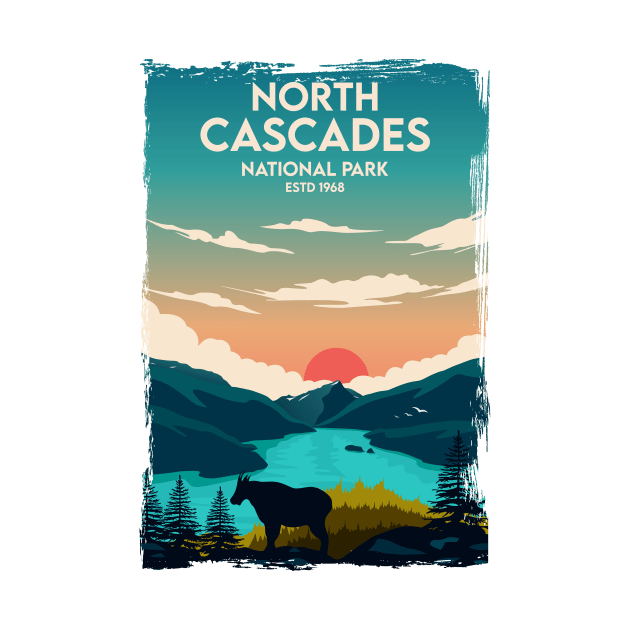 North Cascades National Park Travel Poster by jornvanhezik