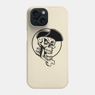 Laughing skull with cap (black outline) Phone Case