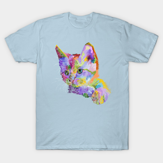 Discover Cute Cat Colorful Art for Cat Lover Mom Dad Girls - Cat Lover Gift - T-Shirt