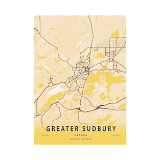 Greater Sudbury - Canada Yellow City Map T-Shirt