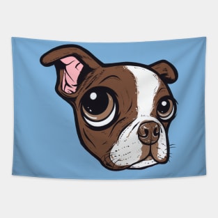 Brown Boston Terrier Face Tapestry