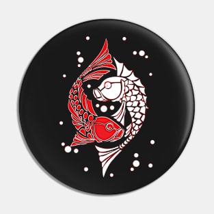 Red and white koi fish. Symbol of good luck Pin