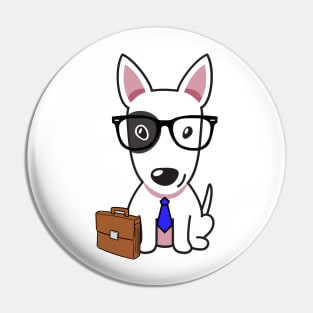 Funny bull terrier is on the way to work Pin