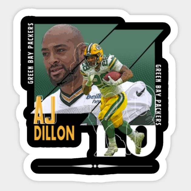 AJ Dillon football Paper Poster Packers 4 - Aj Dillon - Sticker