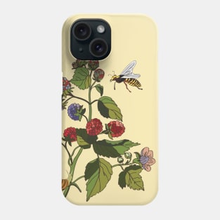 Botanical illustration a plant with berries and a wasp Phone Case