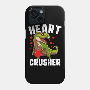 Heart Crusher Dinosaur T Rex Valentines Day Gift For Boys Kids Phone Case