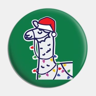 Christmas Llama with Santa Hat Pin