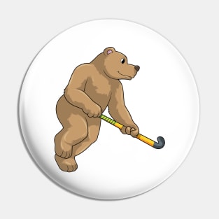 Bear at Hockey with Hockey bat Pin