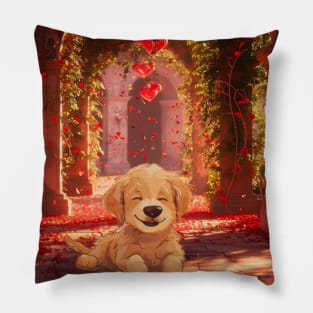 Puppy dog with valentine heart Pillow