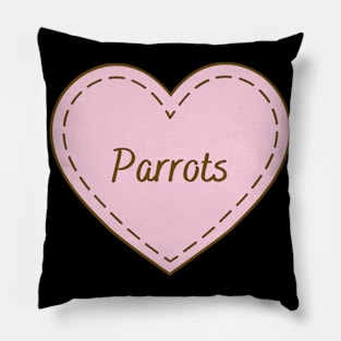 I Love Parrots Simple Heart Design Pillow