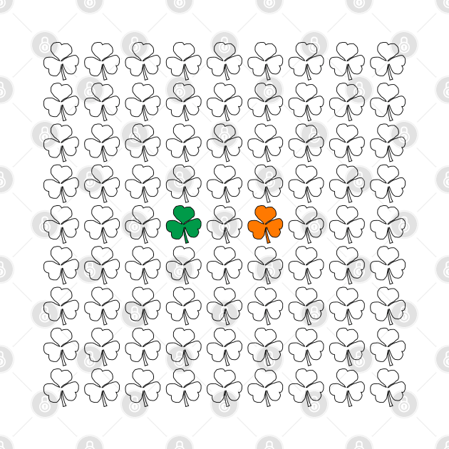 St Patricks Day Shamrock Pattern with Green White Orange by ellenhenryart