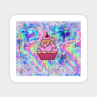 Cupcake Sloth Rainbow Holographic Magnet