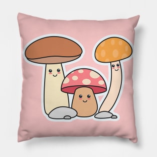 Cute Mushrooms Cartoon Design Pillow