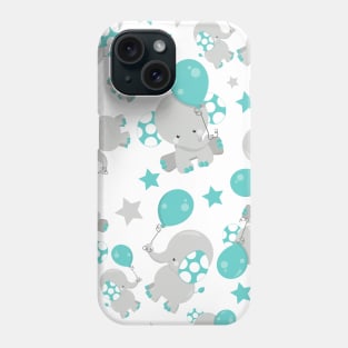 Pattern Of Elephants, Cute Elephants - Blue Gray Phone Case