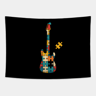 Retro Style Puzzle S-Style Electric Guitar Silhouette Tapestry