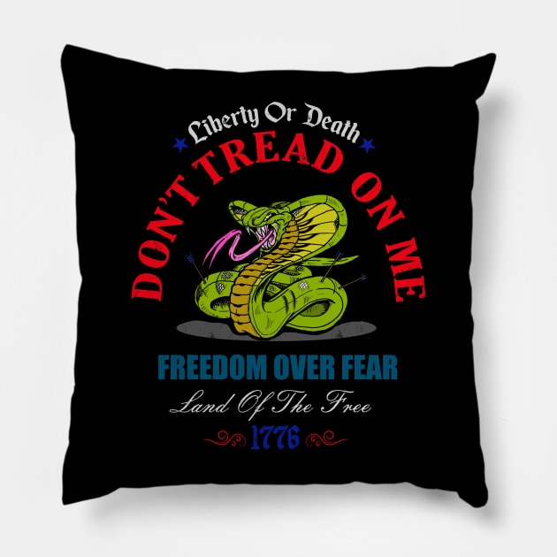Don't Tread on Me | Freedom Over Fear Pillow by WalkingMombieDesign