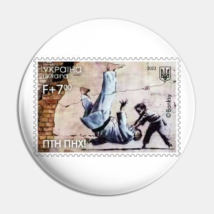 Ukraine 2023, "ПТН ПНХ!" (FCK PTN!) Banksy Graffiti / Ukrainian Stamp Pin