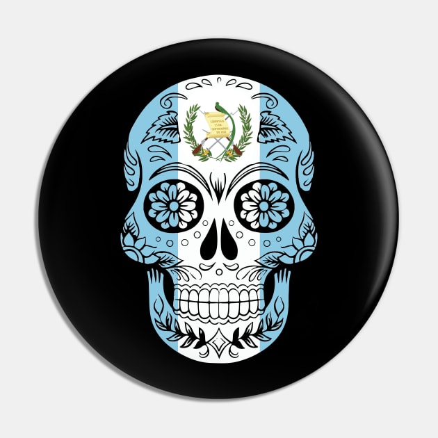 Guatemala Skull Flag sugar skull gift Pin by GillTee