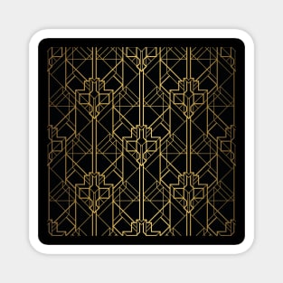 Black and Gold Vintage Art Deco Geometric Squares Pattern Magnet