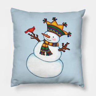 Mr. Snowman loves the Winter Birds Pillow
