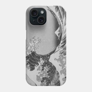 Black and White Japanese Great Wave off Kanagawa by Hokusai Phone Case