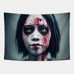 Zombie Girl Portrait Tapestry