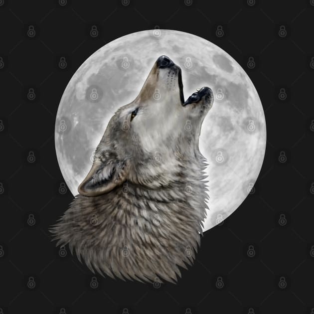 Wolf howling at the Moon by GaiaSorrentino